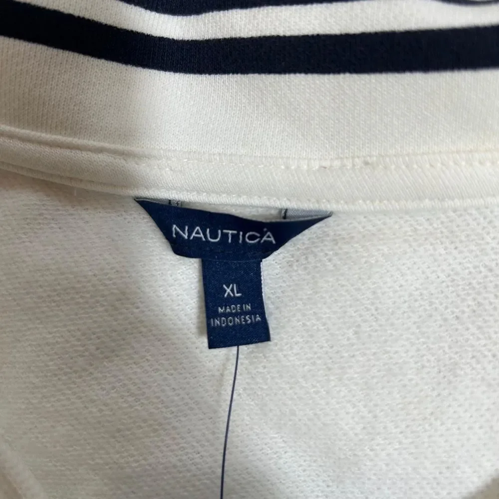 Nautica white sweater with Dark Blue Accents